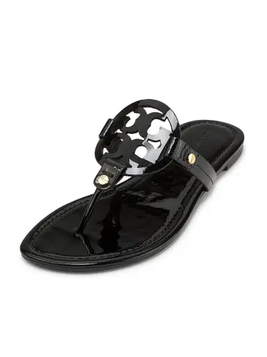 Tory Burch Women's Miller Patent Leather Thong Sandals - Black - Size 12 | Thumbnail 2