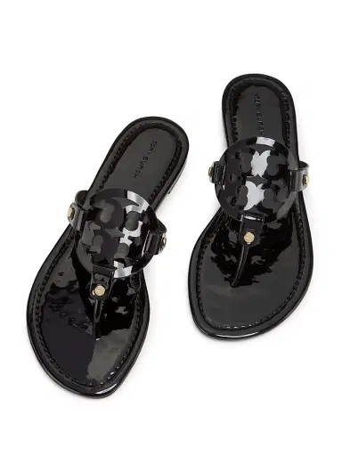 Tory Burch Women's Miller Patent Leather Thong Sandals - Black - Size 12 | Thumbnail 4