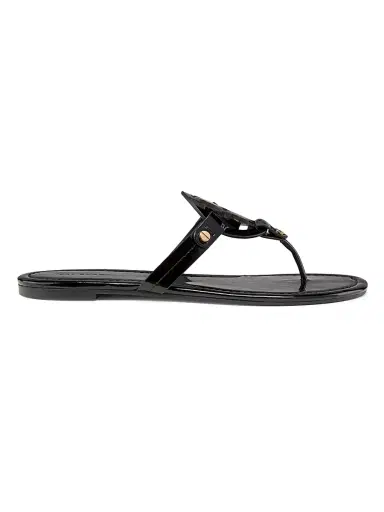 Tory Burch Women's Miller Patent Leather Thong Sandals - Black - Size 12 | Thumbnail 1
