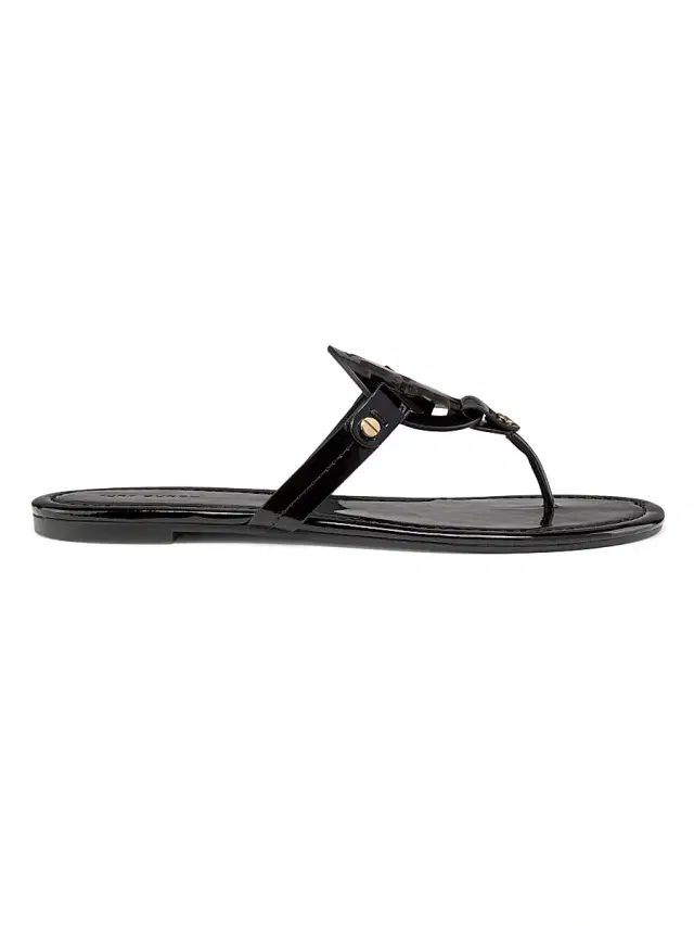 Tory Burch Women's Miller Patent Leather Thong Sandals - Black