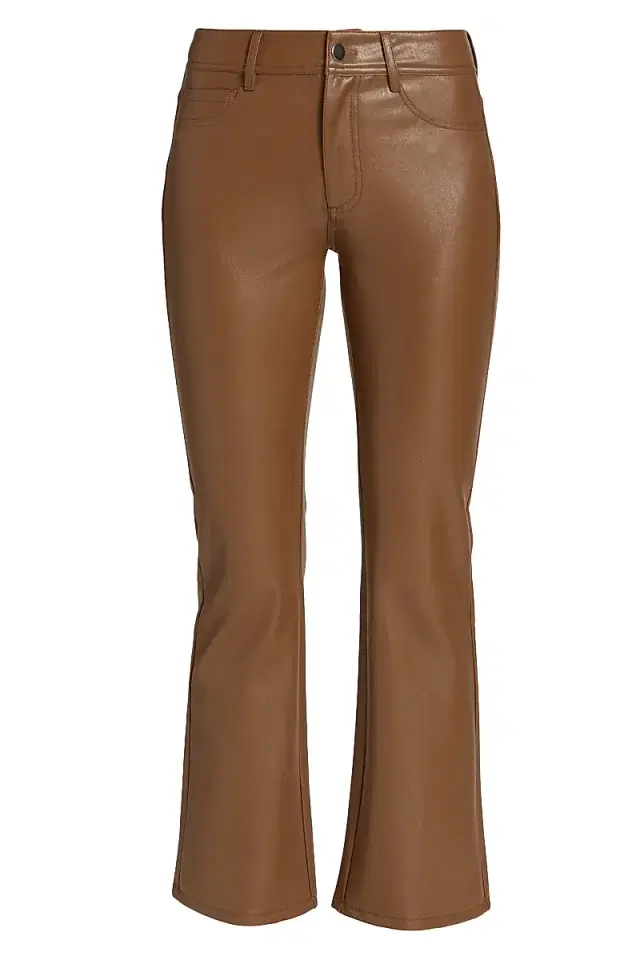 Women's Claudine Faux Leather Flared Leg Pants - Dark Argan
