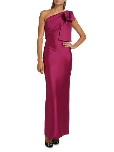 SACHIN & BABI Women's Bonnie Satin One-Shoulder Gown - Rhodolite - Size 14 | Thumbnail 2