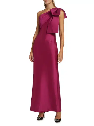 SACHIN & BABI Women's Bonnie Satin One-Shoulder Gown - Rhodolite - Size 14 | Thumbnail 3
