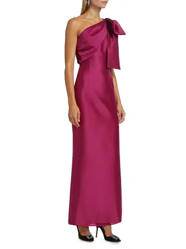 SACHIN & BABI Women's Bonnie Satin One-Shoulder Gown - Rhodolite - Size 14 | Thumbnail 4