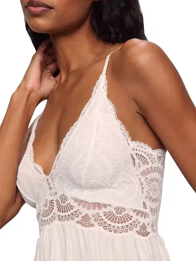 Eberjey Women's Mariana Modal Lace-Trim Chemise - White - Size Large | Thumbnail 6 Eberjey Women's Mariana Modal Lace-Trim Chemise - White - Size Large | Thumbnail 6