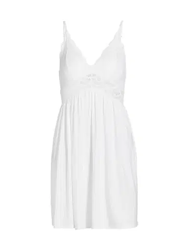 Eberjey Women's Mariana Modal Lace-Trim Chemise - White - Size Large | Thumbnail 1 Eberjey Women's Mariana Modal Lace-Trim Chemise - White - Size Large | Thumbnail 1