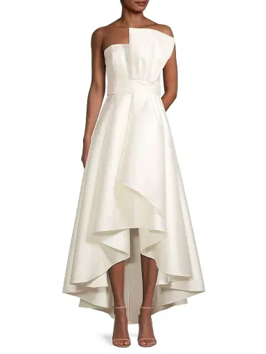 SACHIN & BABI Women's Tara Gathered High-Low Gown - Off White - Size 14 | Thumbnail 3
