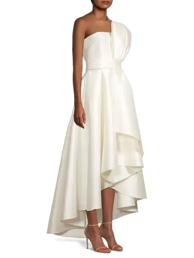 SACHIN & BABI Women's Tara Gathered High-Low Gown - Off White - Size 14 | Thumbnail 4
