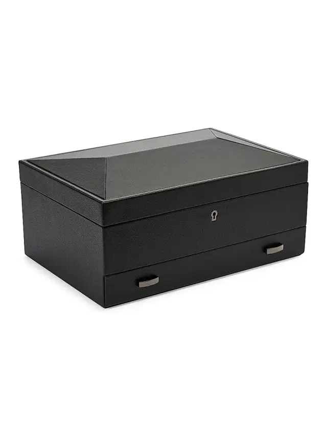 Wolf British Racing 10-Piece Watch Box & Drawer - Black