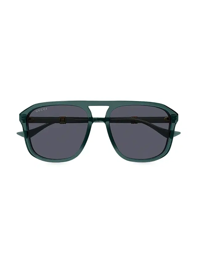 Men's Running Web GG1494S 57MM Navigator Sunglasses - Dark Green Grey