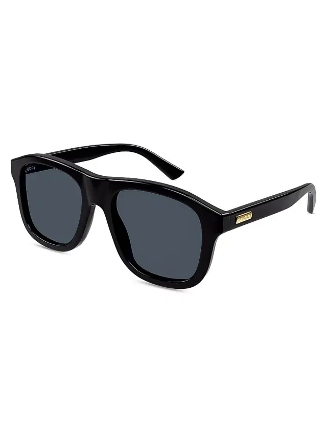 Gucci Men's 80s Monocolor 54MM Acetate Pilot Sunglasses - Black