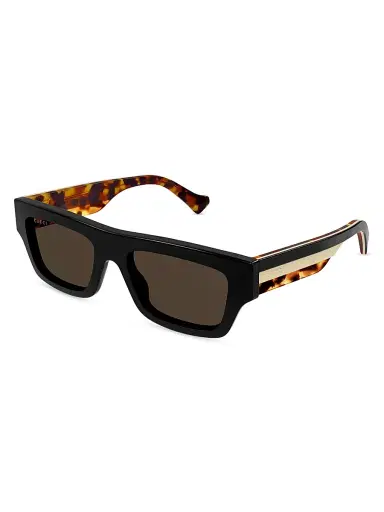 Gucci Men's Web Studi 55MM Acetate Rectangular Sunglasses - Black Multi | Thumbnail 2