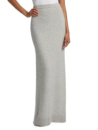 Michael Kors Collection Women's Stretch Cashmere Back-Slit Maxi Skirt - Pearl Melange | Thumbnail 3 Michael Kors Collection Women's Stretch Cashmere Back-Slit Maxi Skirt - Pearl Melange | Thumbnail 3