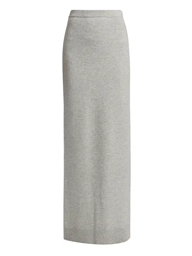 Women's Stretch Cashmere Back-Slit Maxi Skirt - Pearl Melange