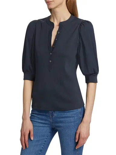 Veronica Beard Women's Coralee Puff-Sleeve Top - Navy - Size XS | Thumbnail 4 Veronica Beard Women's Coralee Puff-Sleeve Top - Navy - Size XS | Thumbnail 4