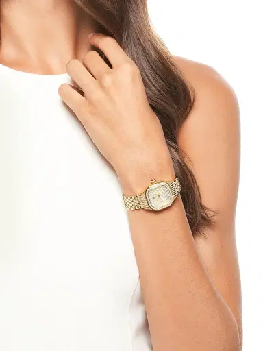 Michele Women's Meggie 18K-Gold-Plated & 2.8 TCW Diamond Bracelet Watch/29MM | Thumbnail 2