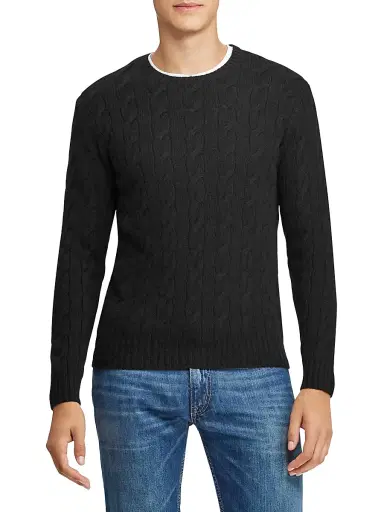 Ralph Lauren Purple Label Men's Cableknit Cashmere Sweater - Black - Size XXL | Thumbnail 3 Ralph Lauren Purple Label Men's Cableknit Cashmere Sweater - Black - Size XXL | Thumbnail 3