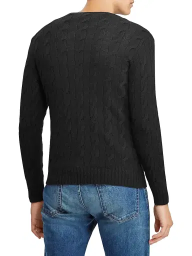 Ralph Lauren Purple Label Men's Cableknit Cashmere Sweater - Black - Size XXL | Thumbnail 4 Ralph Lauren Purple Label Men's Cableknit Cashmere Sweater - Black - Size XXL | Thumbnail 4