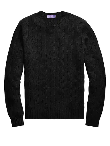 Ralph Lauren Purple Label Men's Cableknit Cashmere Sweater - Black - Size XXL | Thumbnail 1 Ralph Lauren Purple Label Men's Cableknit Cashmere Sweater - Black - Size XXL | Thumbnail 1