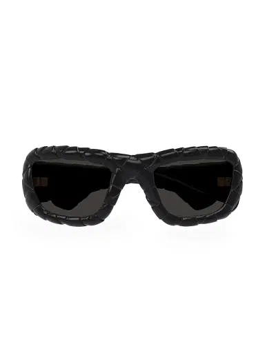 Bottega Veneta Men's 56MM Intrecciato Rectangular Sunglasses | Thumbnail 2