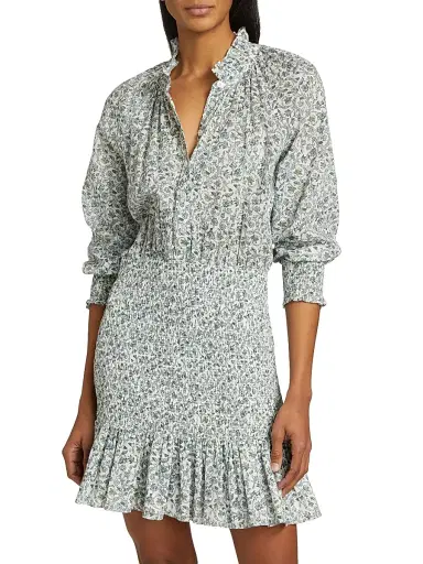 Veronica Beard Women's Corsica Floral Cotton Minidress - Ecru Multi | Thumbnail 3 Veronica Beard Women's Corsica Floral Cotton Minidress - Ecru Multi | Thumbnail 3