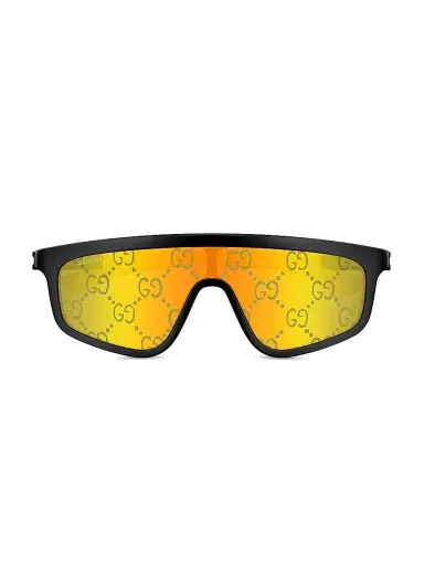 Gucci Men's 99MM Mask Sunglasses - Black Yellow Mirror Print | Thumbnail 2