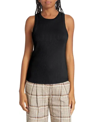 Veronica Beard Women's Jordyn Stretch-Cotton Tank Top - Black | Thumbnail 3