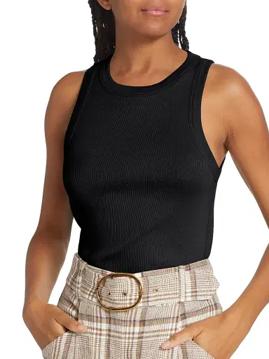 Veronica Beard Women's Jordyn Stretch-Cotton Tank Top - Black | Thumbnail 6