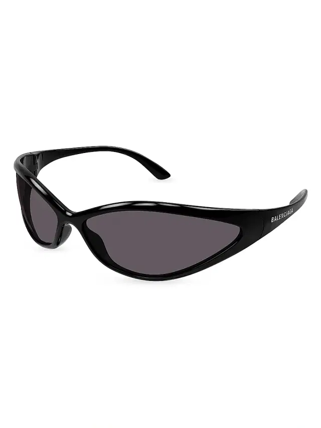 Balenciaga Men's Fashion Show 90s Oval 83MM Geometric Sunglasses - Black