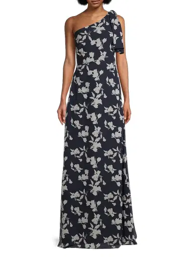 SACHIN & BABI Women's Chelsea Floral One-Shoulder Gown - Navy Venetia Petal - Size 0 | Thumbnail 3