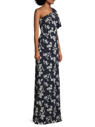 SACHIN & BABI Women's Chelsea Floral One-Shoulder Gown - Navy Venetia Petal - Size 0 | Thumbnail 4