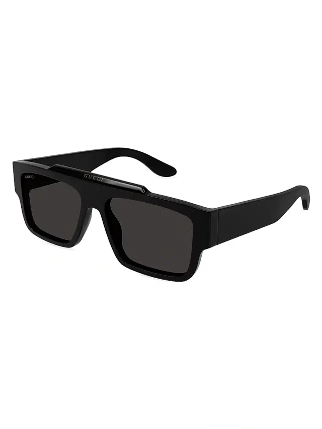 Gucci Men's Faceted Specs Squared Recycled Acetate Sunglasses - Black