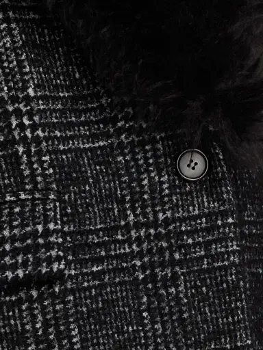 Michael Kors Collection Women's Glen Plaid Wool-Blend Chesterfield Coat - Black White | Thumbnail 6