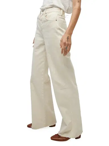 Veronica Beard Women's Taylor High-Rise Wide-Leg Jeans - Ecru - Size 32 | Thumbnail 4 Veronica Beard Women's Taylor High-Rise Wide-Leg Jeans - Ecru - Size 32 | Thumbnail 4