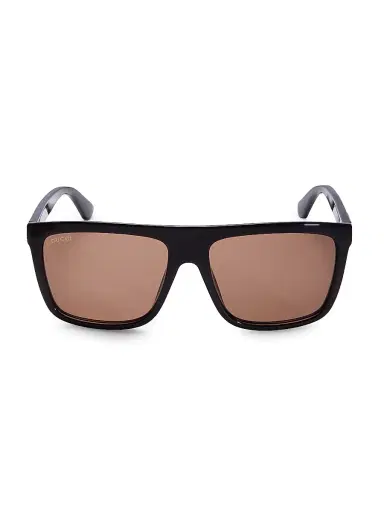 Gucci Men's 59MM Rectangular Injection Sunglasses - Black | Thumbnail 2 Gucci Men's 59MM Rectangular Injection Sunglasses - Black | Thumbnail 2