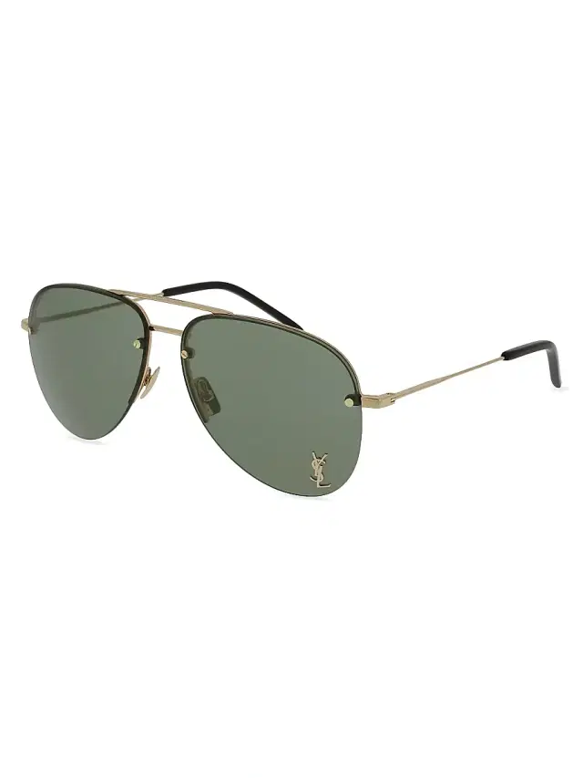 Men's YSL Pin 59MM Metal Pilot Sunglasses - Gold Men's YSL Pin 59MM Metal Pilot Sunglasses - Gold