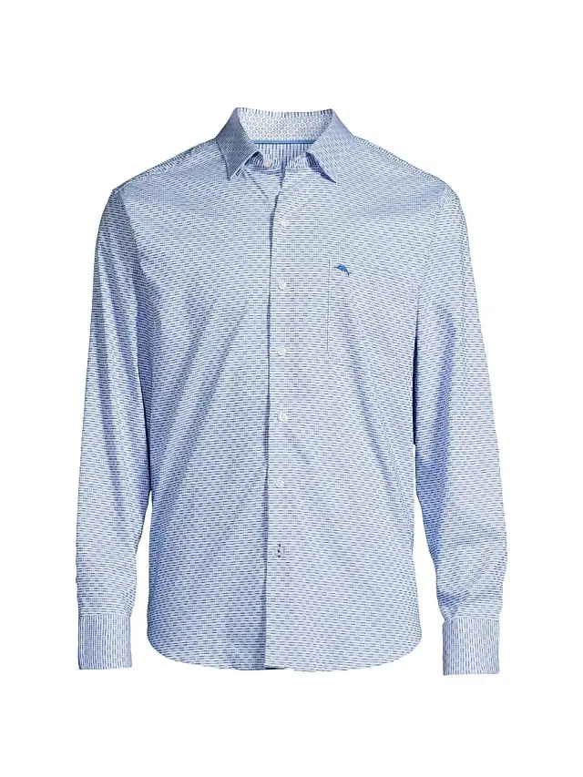 Men's Sarasota Stretch Ventura Isles Shirt - Blue - Size Small