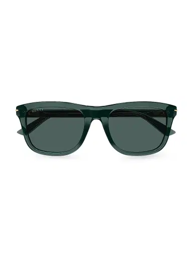 Gucci Men's GG Line Squared Recycled Acetate Sunglasses - Green | Thumbnail 2