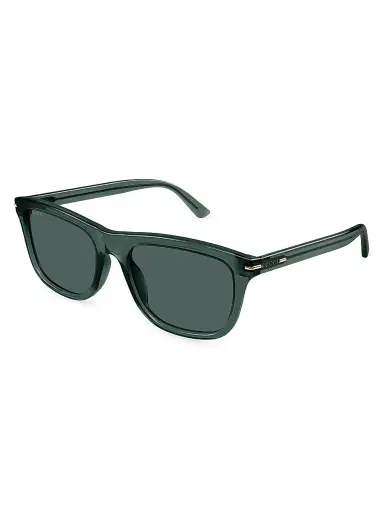 Gucci Men's GG Line Squared Recycled Acetate Sunglasses - Green | Thumbnail 1