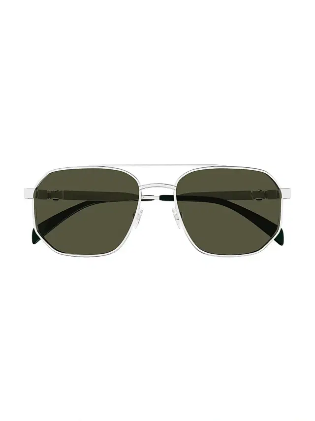 McQueen Men's Floating Skull Metal AM0458S 58MM Navigator Sunglasses - Silver Grey