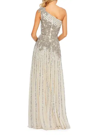 Mac Duggal Women's Beaded One-Shoulder A-Line Gown | Thumbnail 2 Mac Duggal Women's Beaded One-Shoulder A-Line Gown | Thumbnail 2