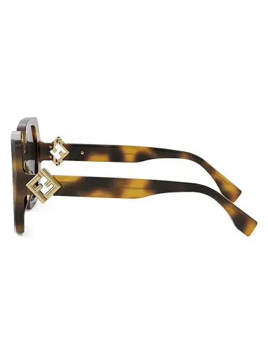 Fendi Women's FF Diamond 53MM Square Sunglasses - Dark Grey Havana | Thumbnail 3