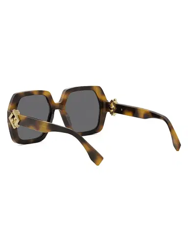 Fendi Women's FF Diamond 53MM Square Sunglasses - Dark Grey Havana | Thumbnail 4