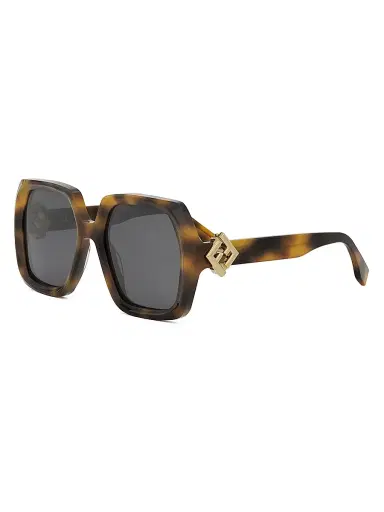 Fendi Women's FF Diamond 53MM Square Sunglasses - Dark Grey Havana | Thumbnail 1