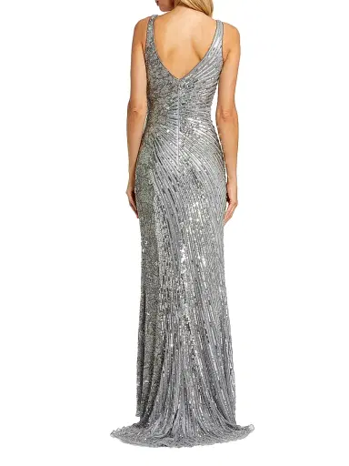 Mac Duggal Women's Sleeveless Sequin Gown - Silver - Size 12 | Thumbnail 2