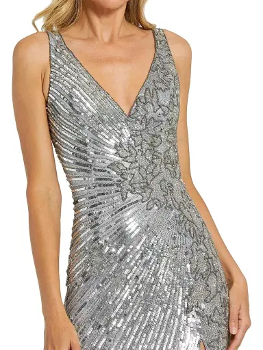 Mac Duggal Women's Sleeveless Sequin Gown - Silver - Size 12 | Thumbnail 3