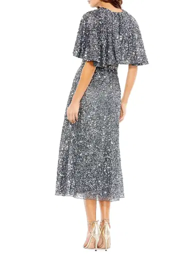 Mac Duggal Women's Sequined Cape Midi-Dress | Thumbnail 2 Mac Duggal Women's Sequined Cape Midi-Dress | Thumbnail 2