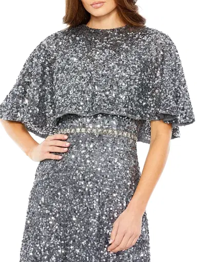 Mac Duggal Women's Sequined Cape Midi-Dress | Thumbnail 3 Mac Duggal Women's Sequined Cape Midi-Dress | Thumbnail 3