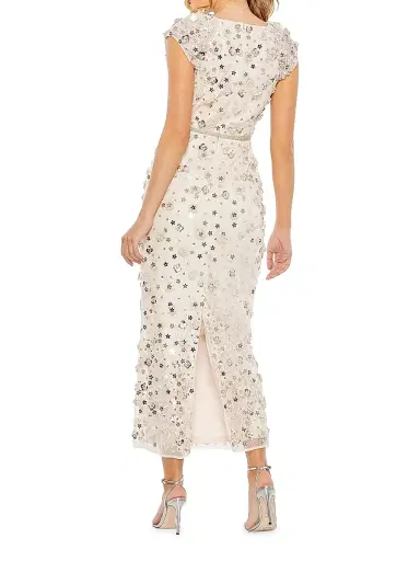 Mac Duggal Women's Floral Appliqué Cap-Sleeve Midi-Dress - Blush | Thumbnail 2 Mac Duggal Women's Floral Appliqué Cap-Sleeve Midi-Dress - Blush | Thumbnail 2