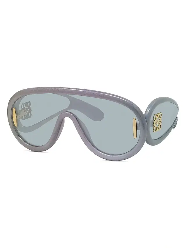 LOEWE Women's  x Paula's Ibiza 141MM Mask Sunglasses - Black Sparkle Blue Mirror